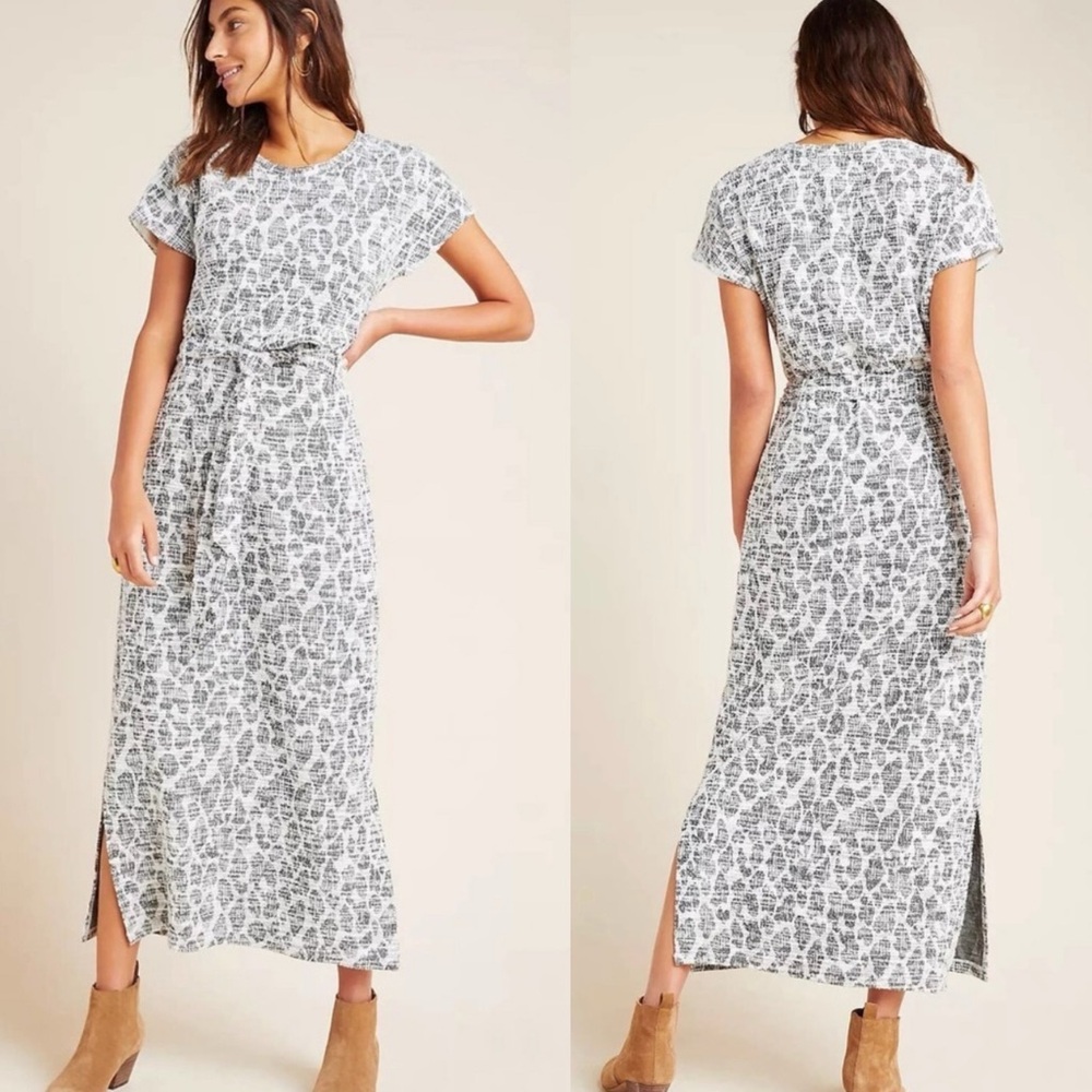 Anthropologie Dolan Left Coast Maxi Dress XS S long Leopard Preppy Old Money